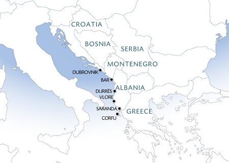Mappa crociera Croazia Grecia Albania Montenegro